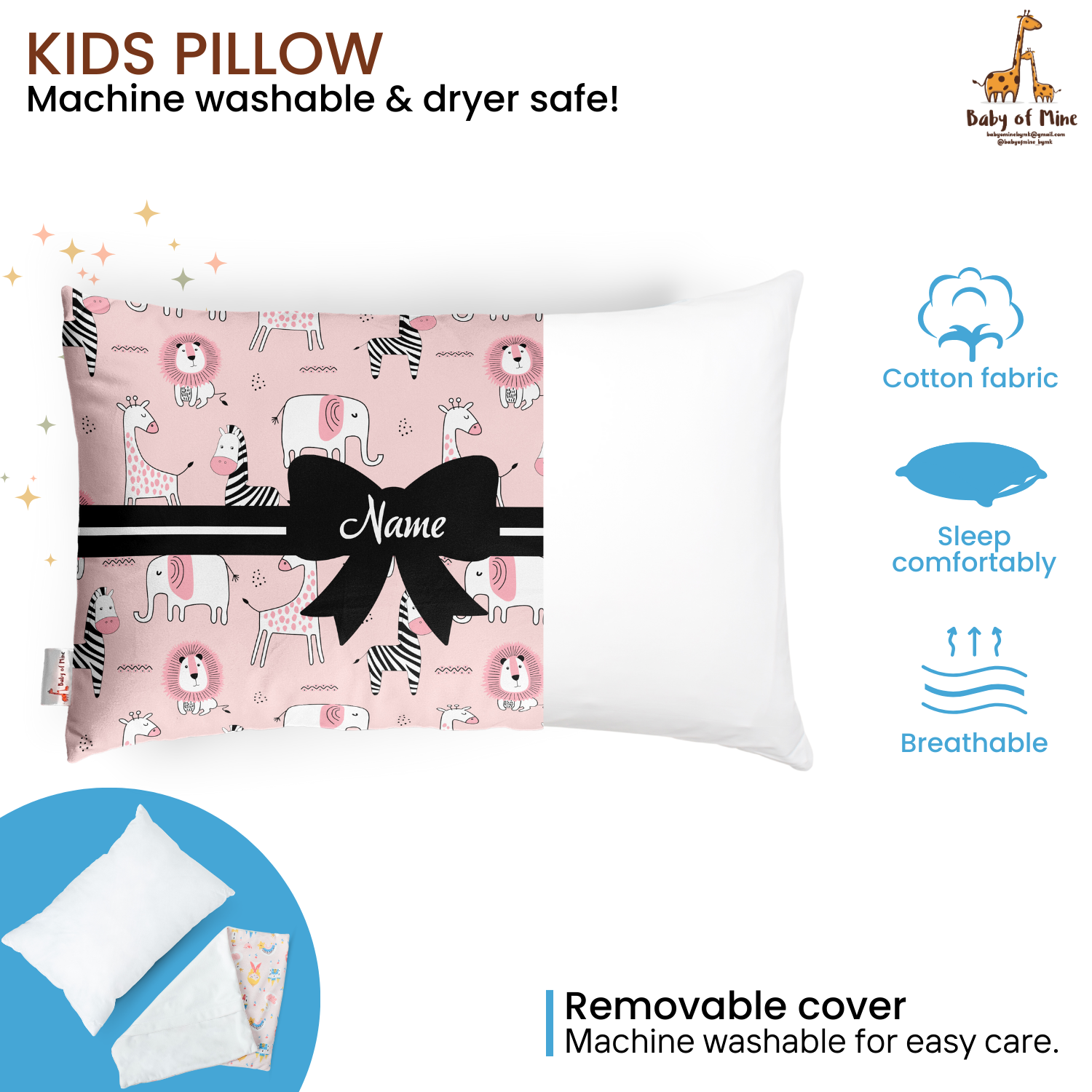 Baby of Mine Premium Baby Infant Pillow for Kids Age 1 year To 5 Years - Imported Super Soft Fabric - Zebra Print