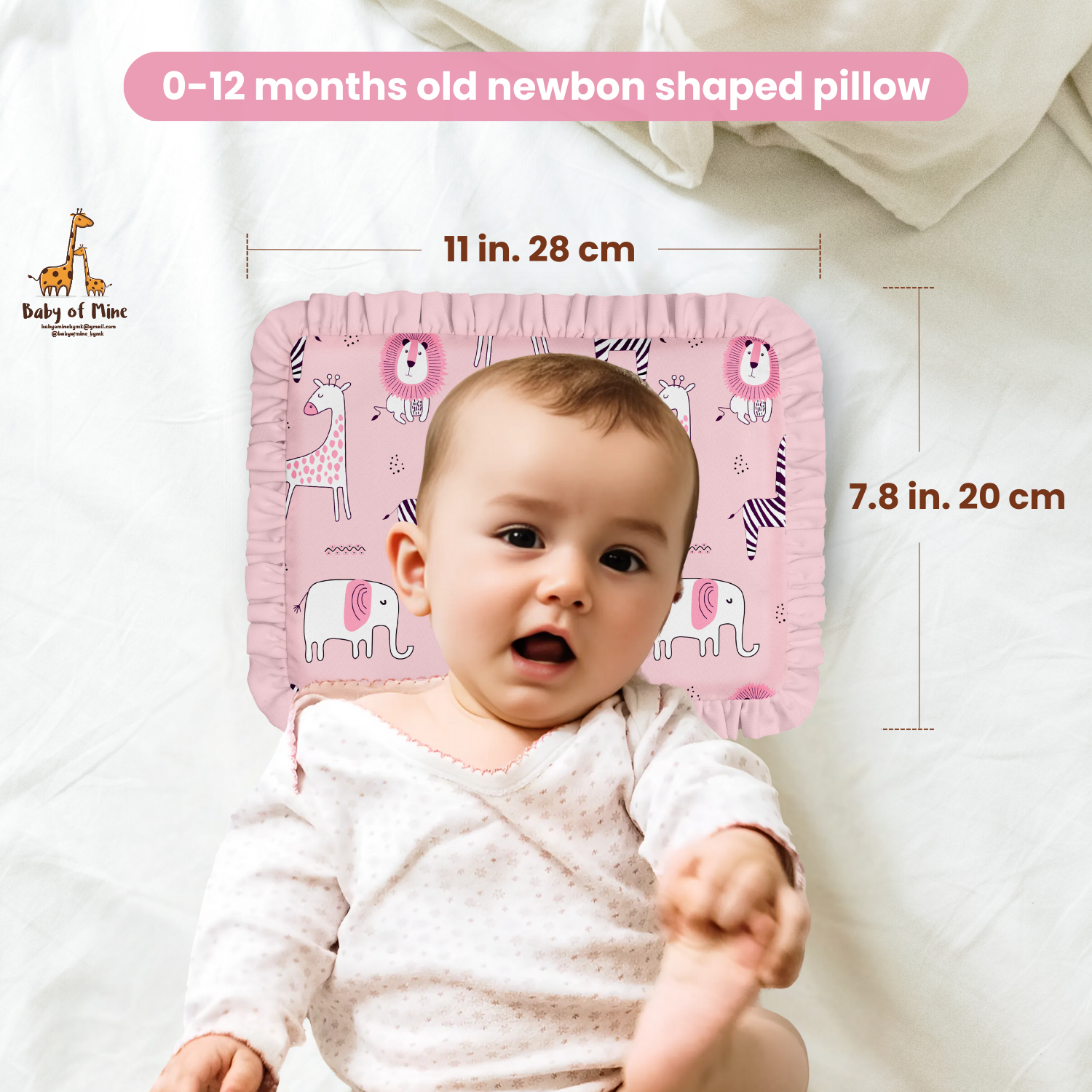 Baby of Mine Rai Mustard Seed Pillow for New Born Baby Round Head Shaping Pillow 0 to 12 Months Refillable Mustard Seed Pillow - Jungle Animals