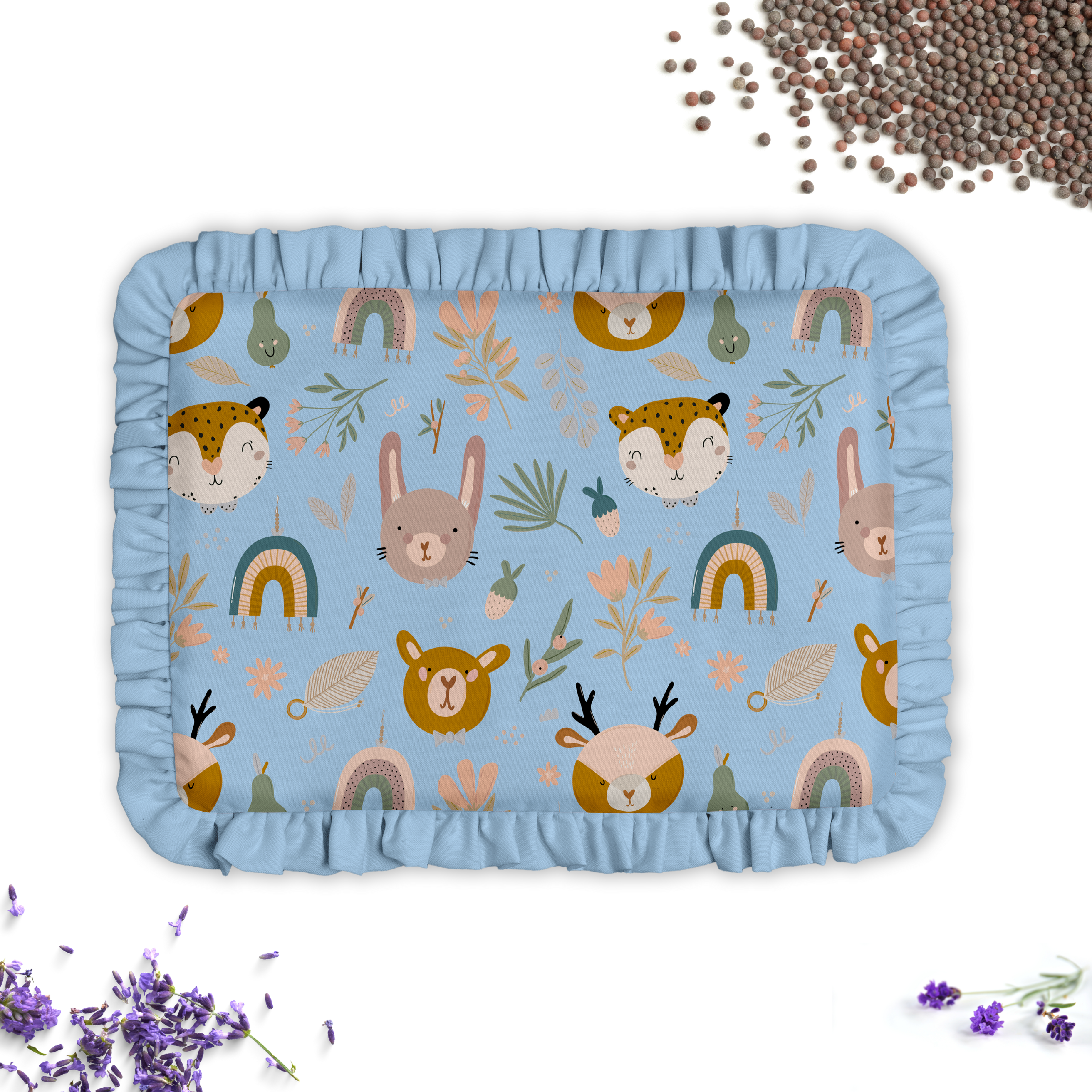 Baby of Mine Rai Mustard Seed Pillow for New Born Baby Round Head Shaping Pillow 0 to 12 Months Refillable Mustard Seed Pillow - Cute Animal Face