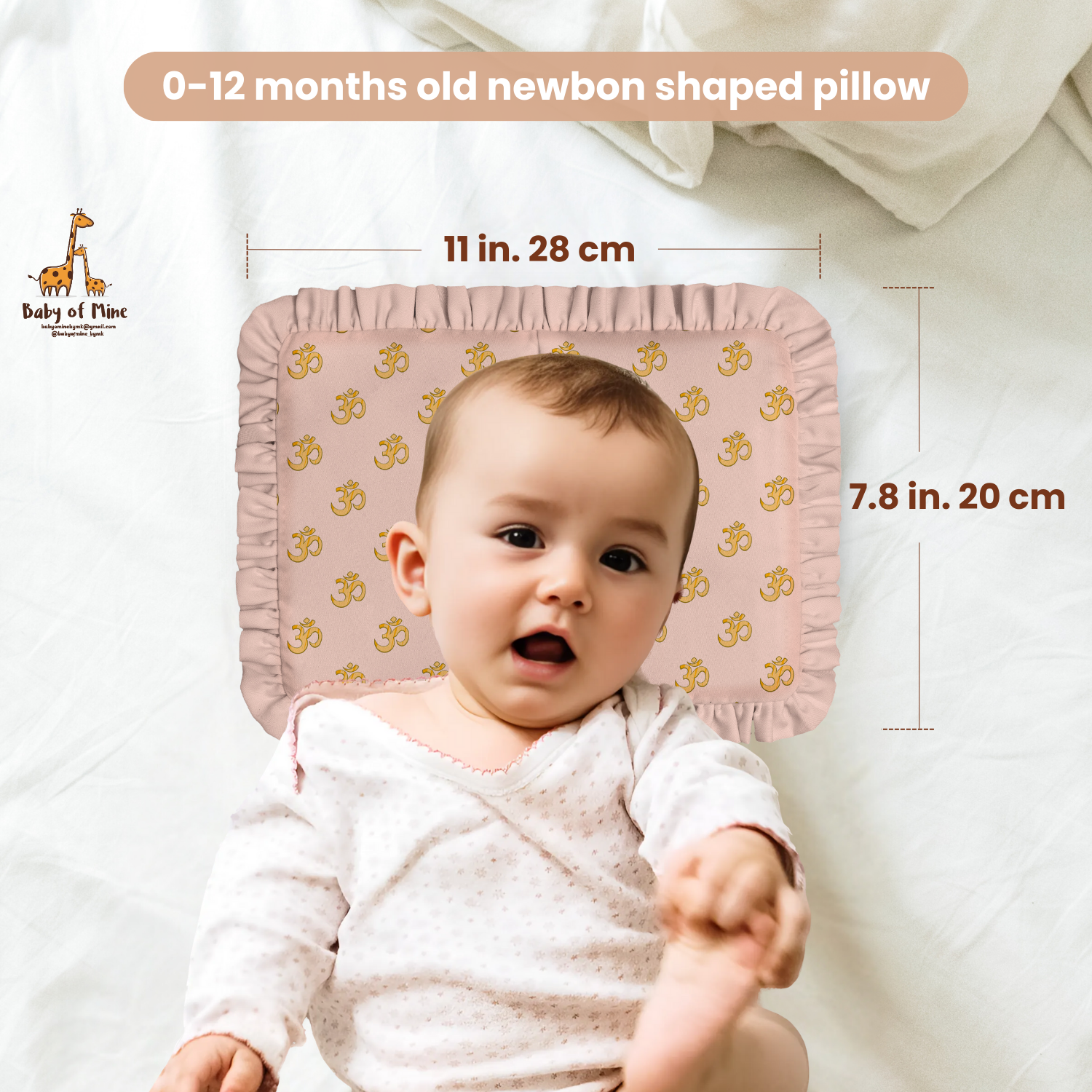 Baby of Mine Rai Mustard Seed Pillow for New Born Baby Round Head Shaping Pillow 0 to 12 Months Refillable Mustard Seed Pillow - Hanuman Chalisa