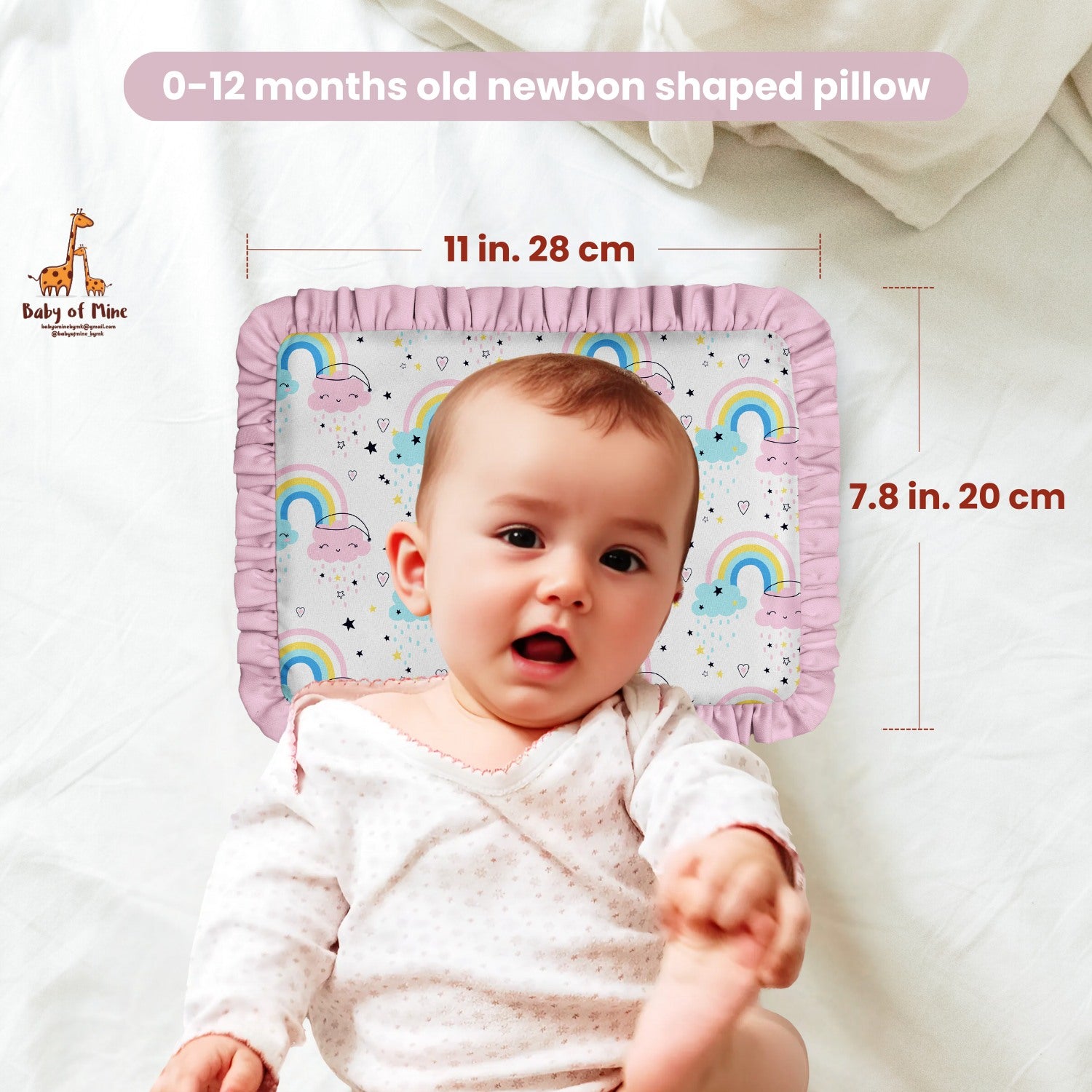 Baby of Mine Rai Mustard Seed Pillow for New Born Baby Round Head Shaping Pillow 0 to 12 Months Refillable Mustard Seed Pillow - Rainbow Print