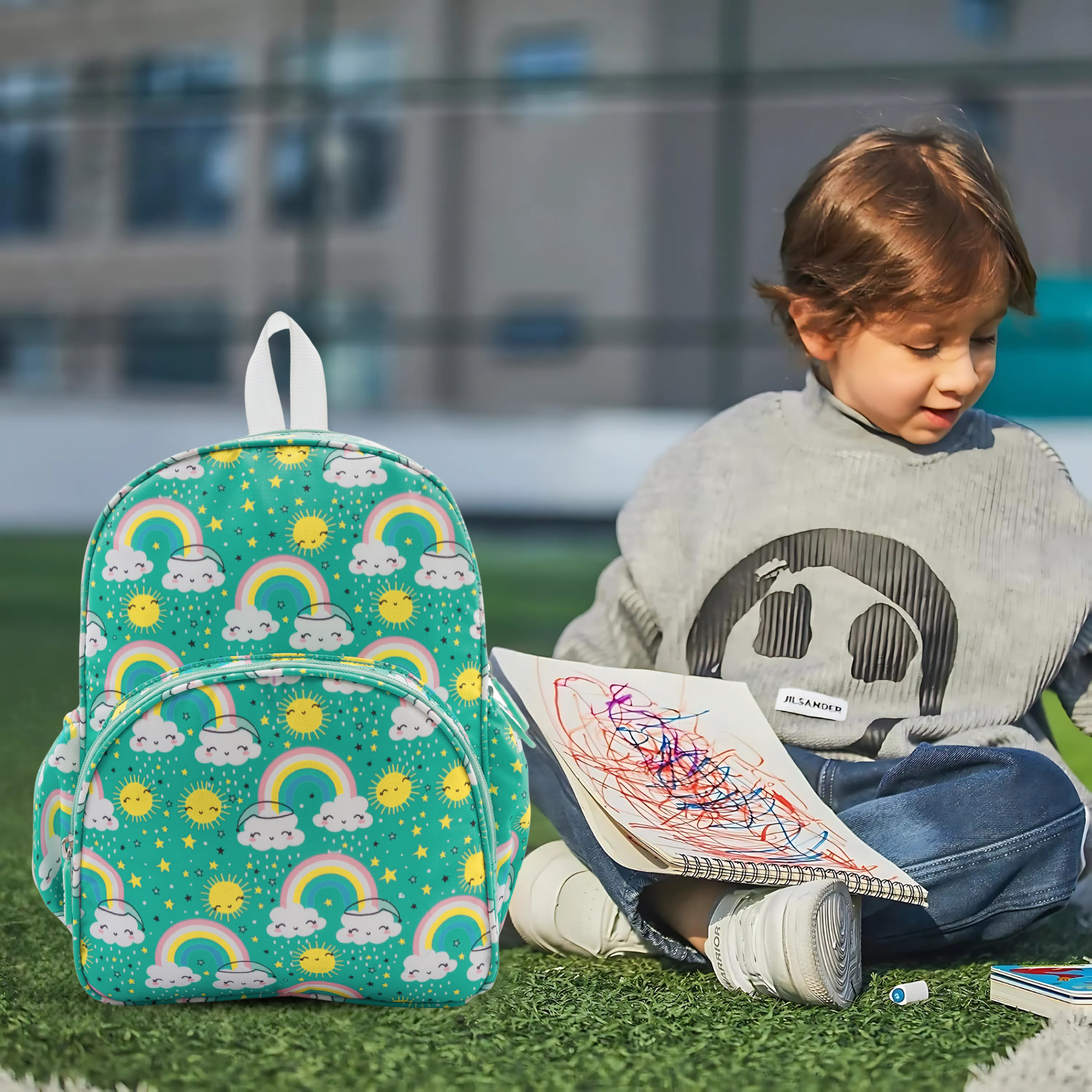 Baby of Mine Preschool Rainbow Print School Bag for Kids (2-5 Years) | Trendy Backpack for Boys & Girls | Ideal for Preschool, Nursery, Kindergarten, School, Picnic, and Travel | 13-Inch, 15L