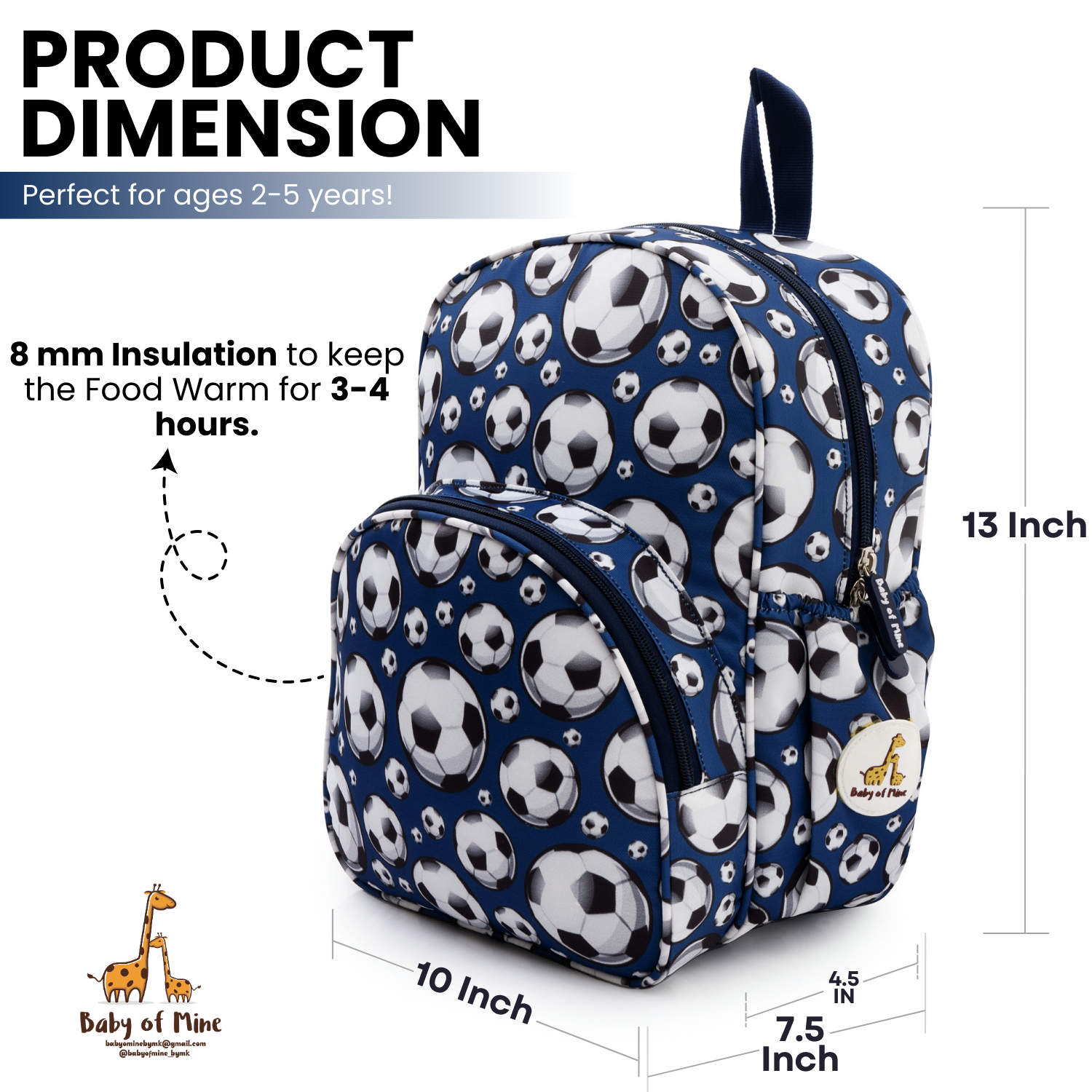 Baby of Mine Preschool Football Print School Bag for Kids (2-5 Years) | Trendy Backpack for Boys & Girls | Ideal for Preschool, Nursery, Kindergarten, School, Picnic, and Travel | 13-Inch, 15L